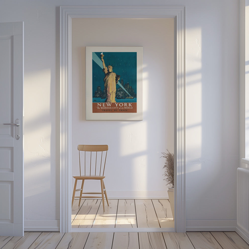 Nowy Jork, cudowne miasto świata Podróż pociągiem (1927) Plakaty - Wydruki Artystyczne Przez Adolph Treidler | Wydruki na łótnie