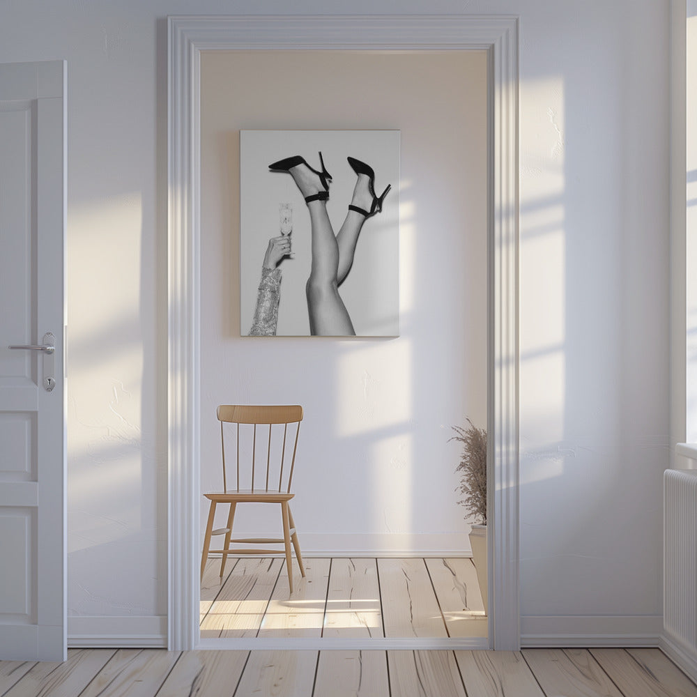 Samppanjalat mustavalkoinen | Canvastaulut