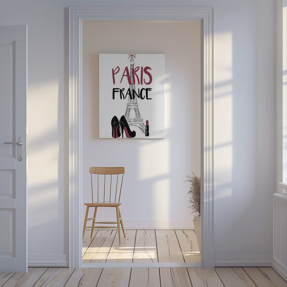 Torre Eiffel con tacchi alti alla moda e rossetto | Stampe su Tela