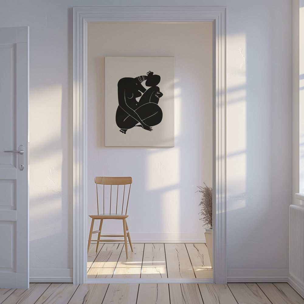 Baby Curl Africain Nu En Noir | Tableaux sur Toile