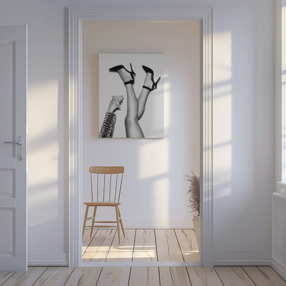 Jalat ilmassa mustavalkoinen | Canvastaulut