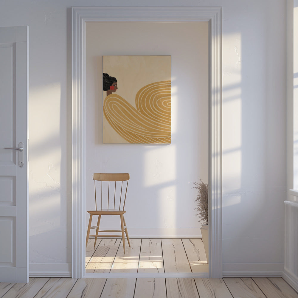 Keltainen raidallinen nainen | Canvastaulut