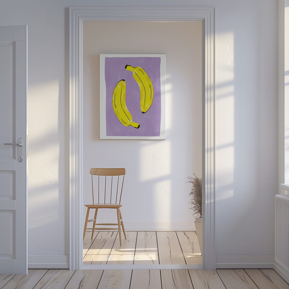 Zwei leuchtend gelbe Bananen | Leinwand