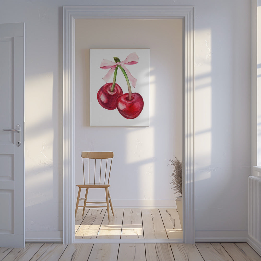 Rote Kirschrosa Schleife | Leinwand