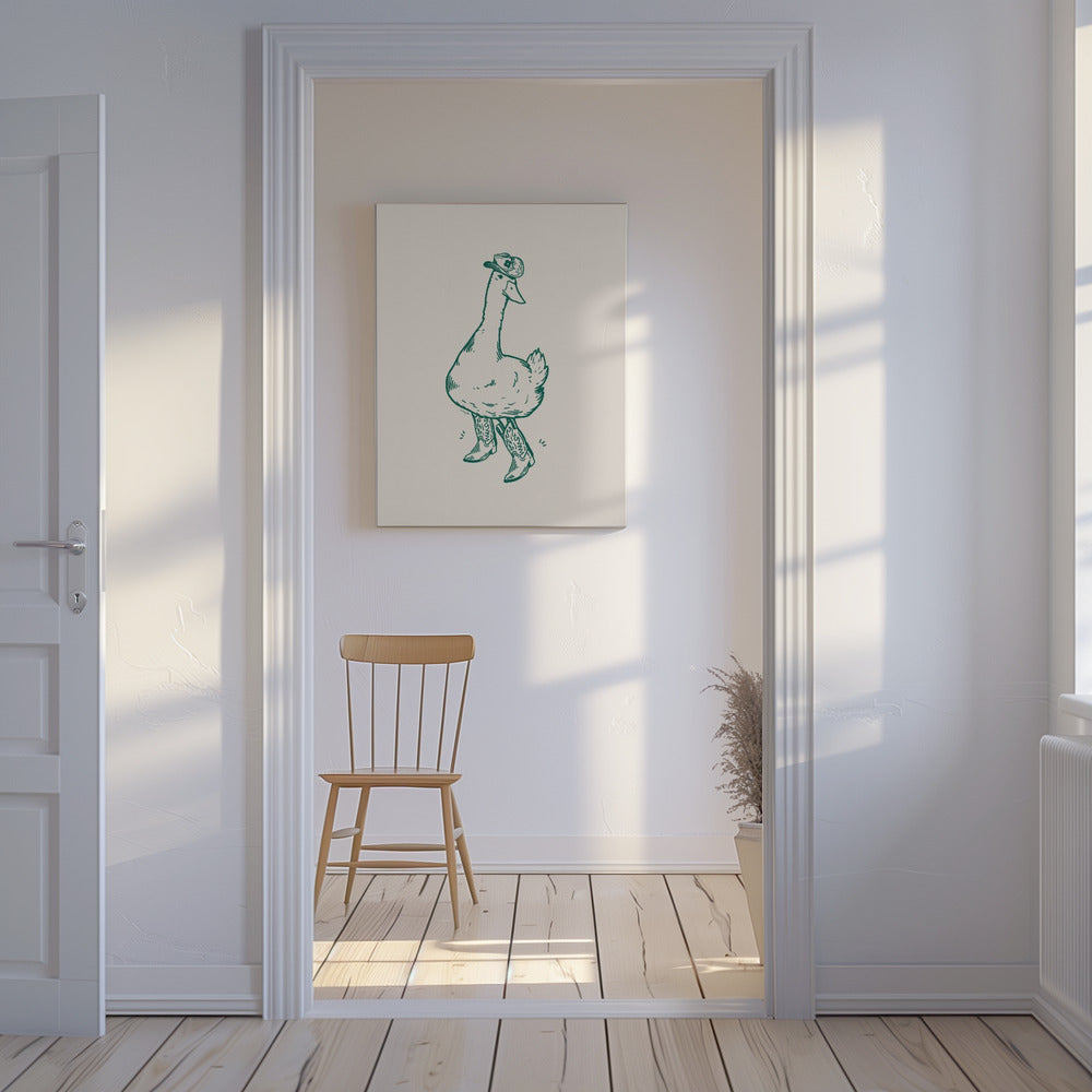 Duck wearing Western Boots in green | Canvas