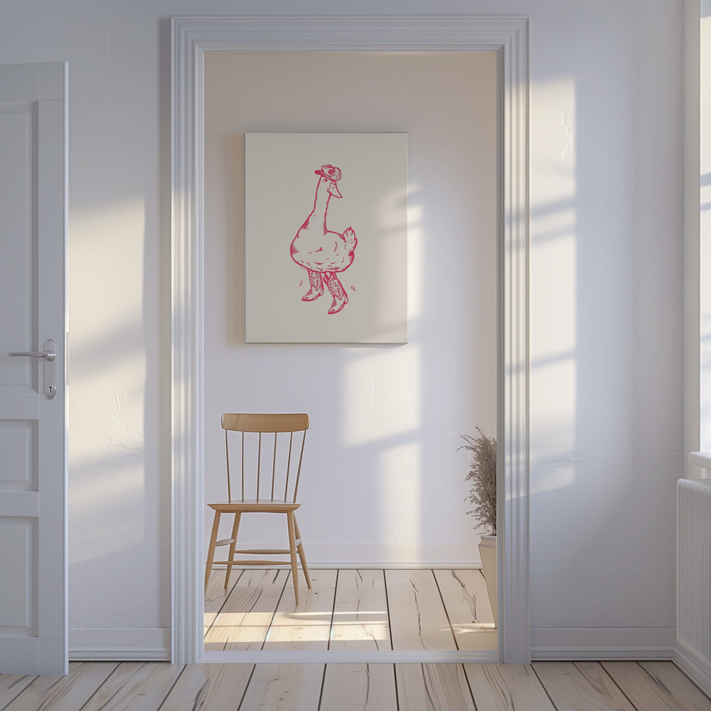 Duck wearing Western Boots in pink | Canvas