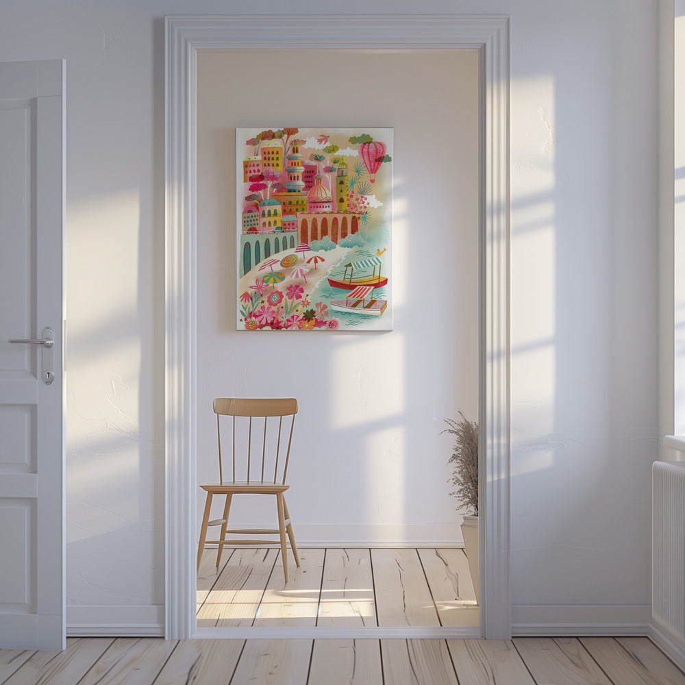 Heißluftballon mit Sommerblick auf die Amalfiküste | Leinwand-Bilder