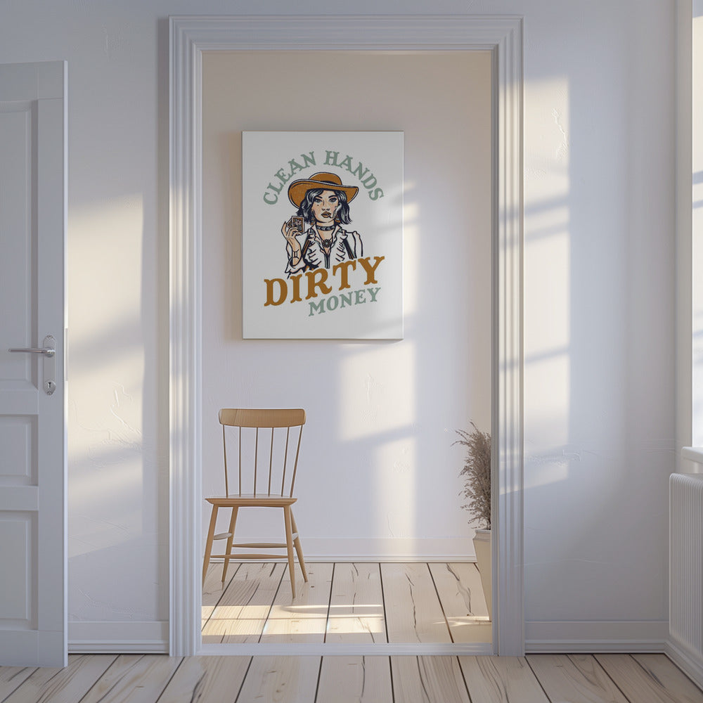 Clean Hands Dirty Money Poker Cowgirl | Canvas
