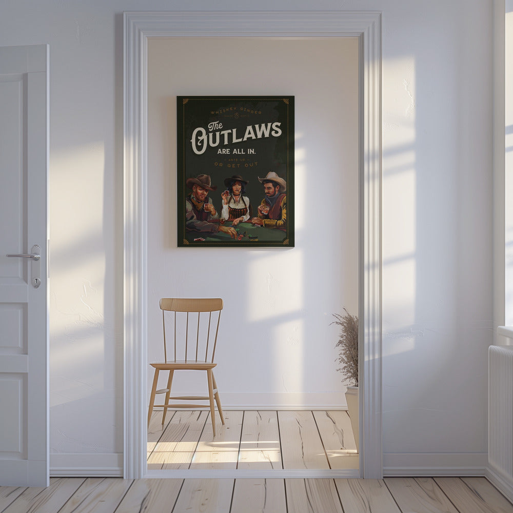 Outlaws Are All In Cool Cowboy Poker Art | Canvas