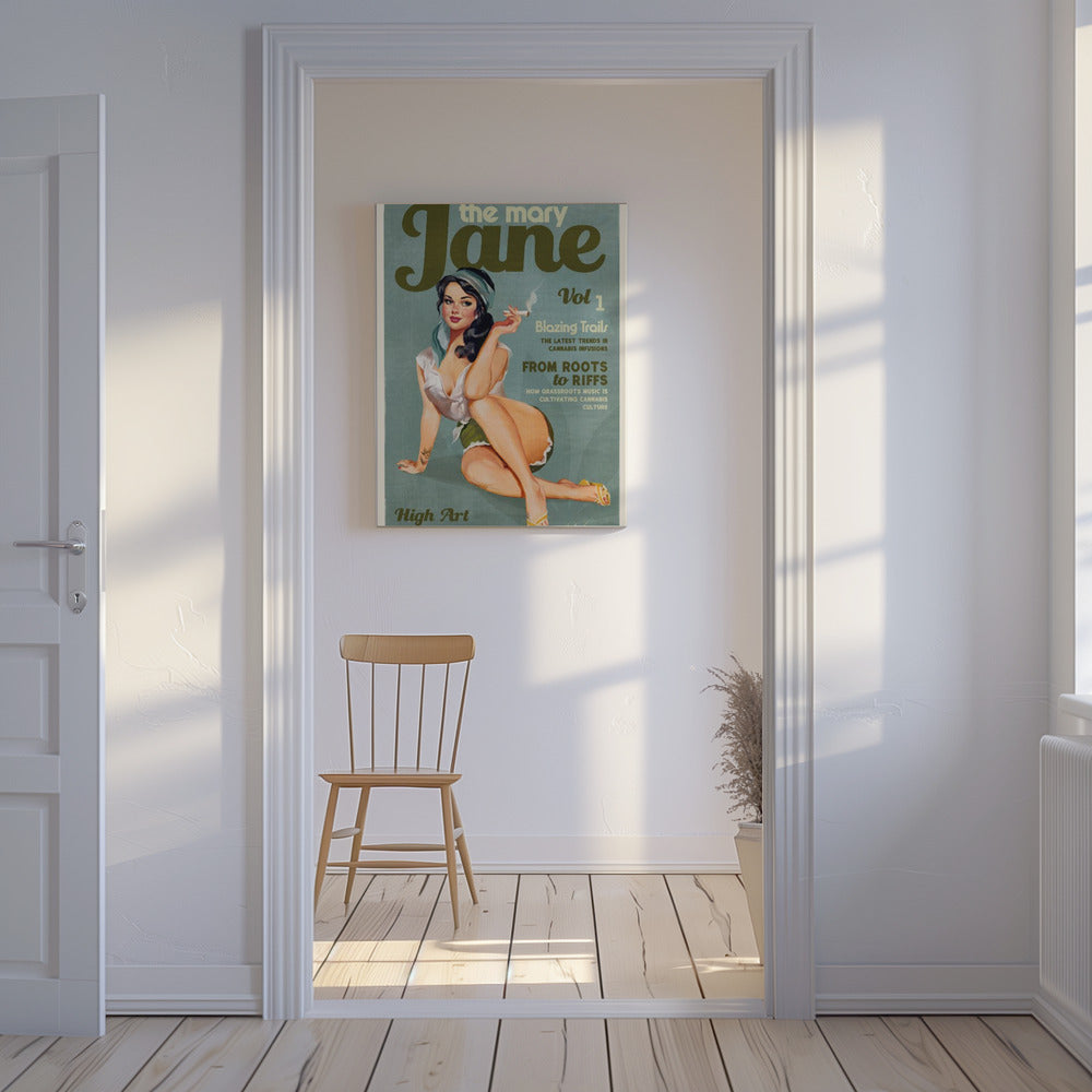 Mary Jane Retro Vintage Pinup Cannabis Art | Canvas