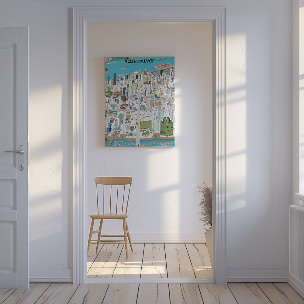 Widok na miasto Vancouver autorstwa artystki Carli Daly | Wydruki na łótnie