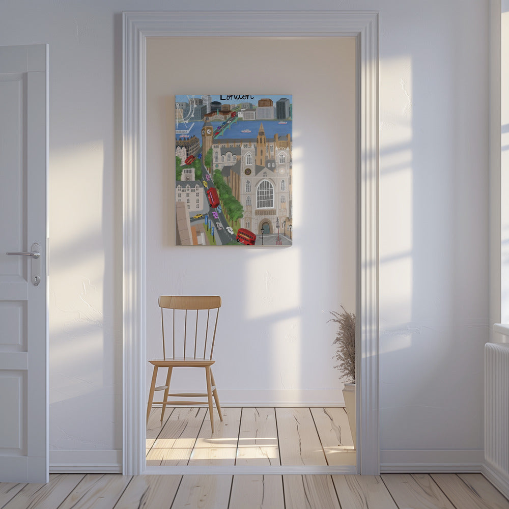 Londyn z widokiem na Tamizę i Big Bena, autorstwa artystki Carli Daly | Wydruki na łótnie