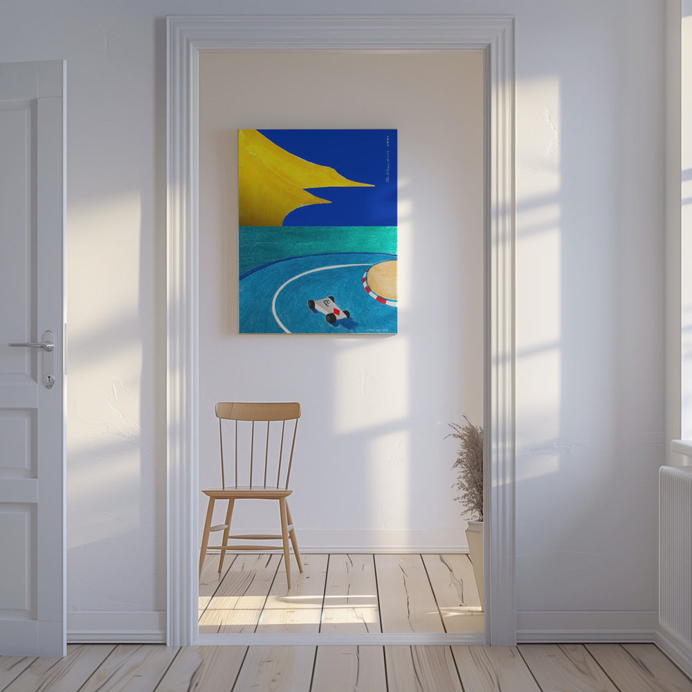 Monaco Grand Prix, Race Car On The French Riviera Overlooking The Mediterranean Sea | Canvas