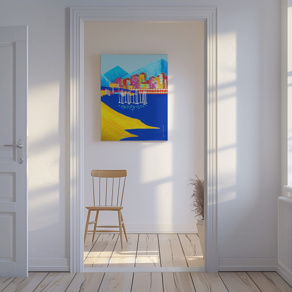Colourful Port Town Between Mountain And The Sea | Canvas