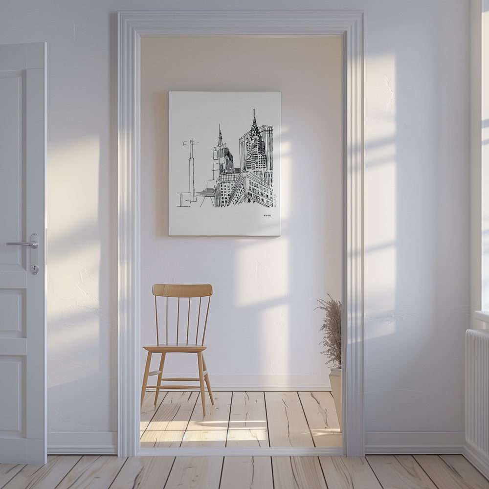 Zeichnung von New York City, Kunstdruck der legendären Wolkenkratzer von Manhattan | Leinwand-Bilder