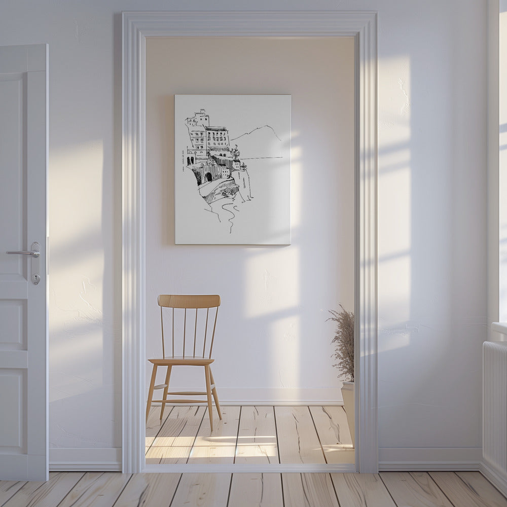 Italienische Landschaftskunst, Kleine Städte am Meer an der Amalfiküste | Leinwand-Bilder