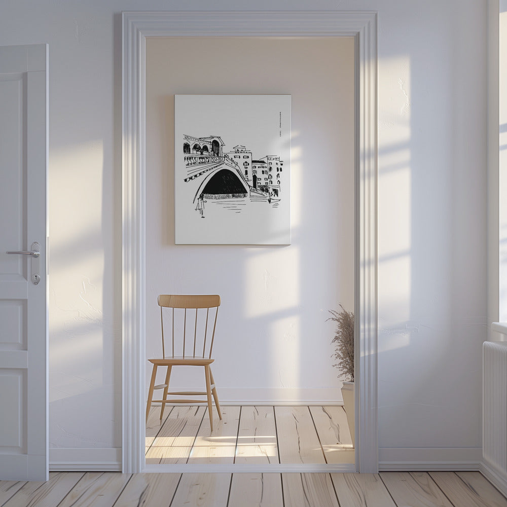 Rialtobrücke, Venedig Illustration, Italien Stadt Kunstdruck | Leinwand-Bilder