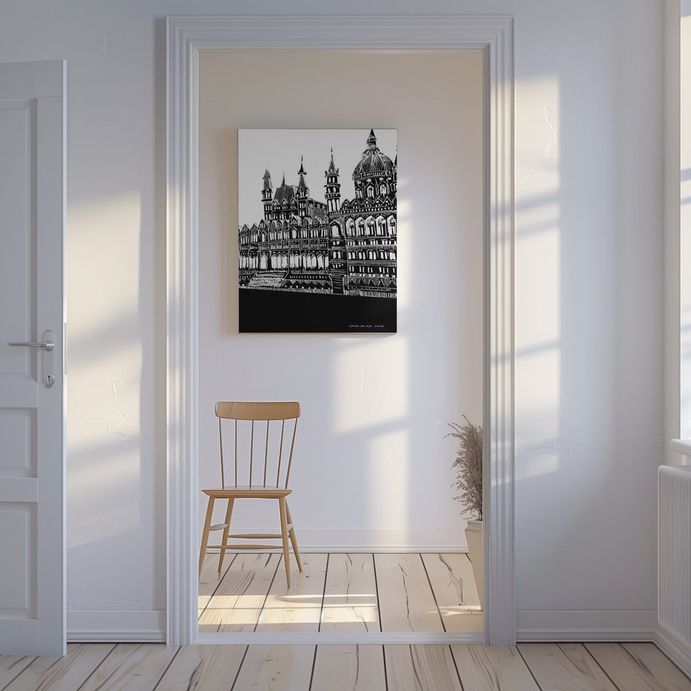 Budapest, Ungarn, Stadtkunst, Schwarz-Weiß-Architekturzeichnung | Leinwand-Bilder