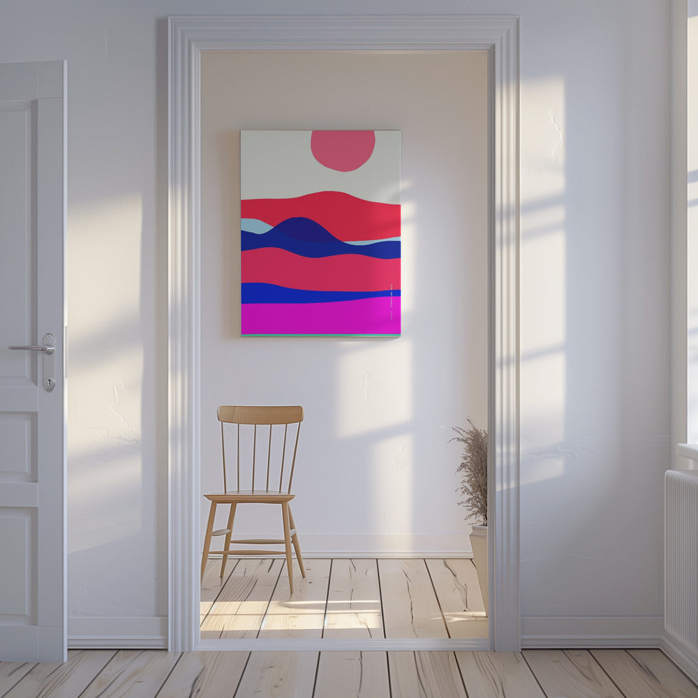 Minimalistischer Ozean-Kunstdruck mit Sonnenaufgang über abstraktem Meer, nautischer Kunstdruck | Leinwand-Bilder