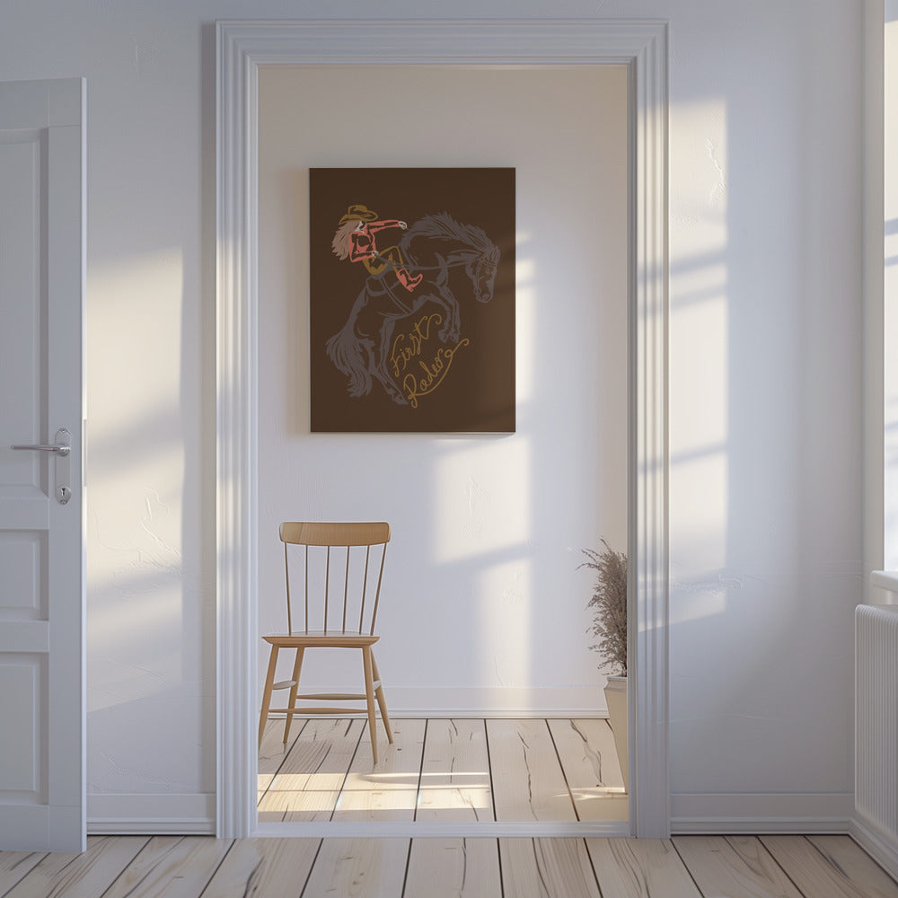 Cowgirl Riding A Rearing Horse | Canvas