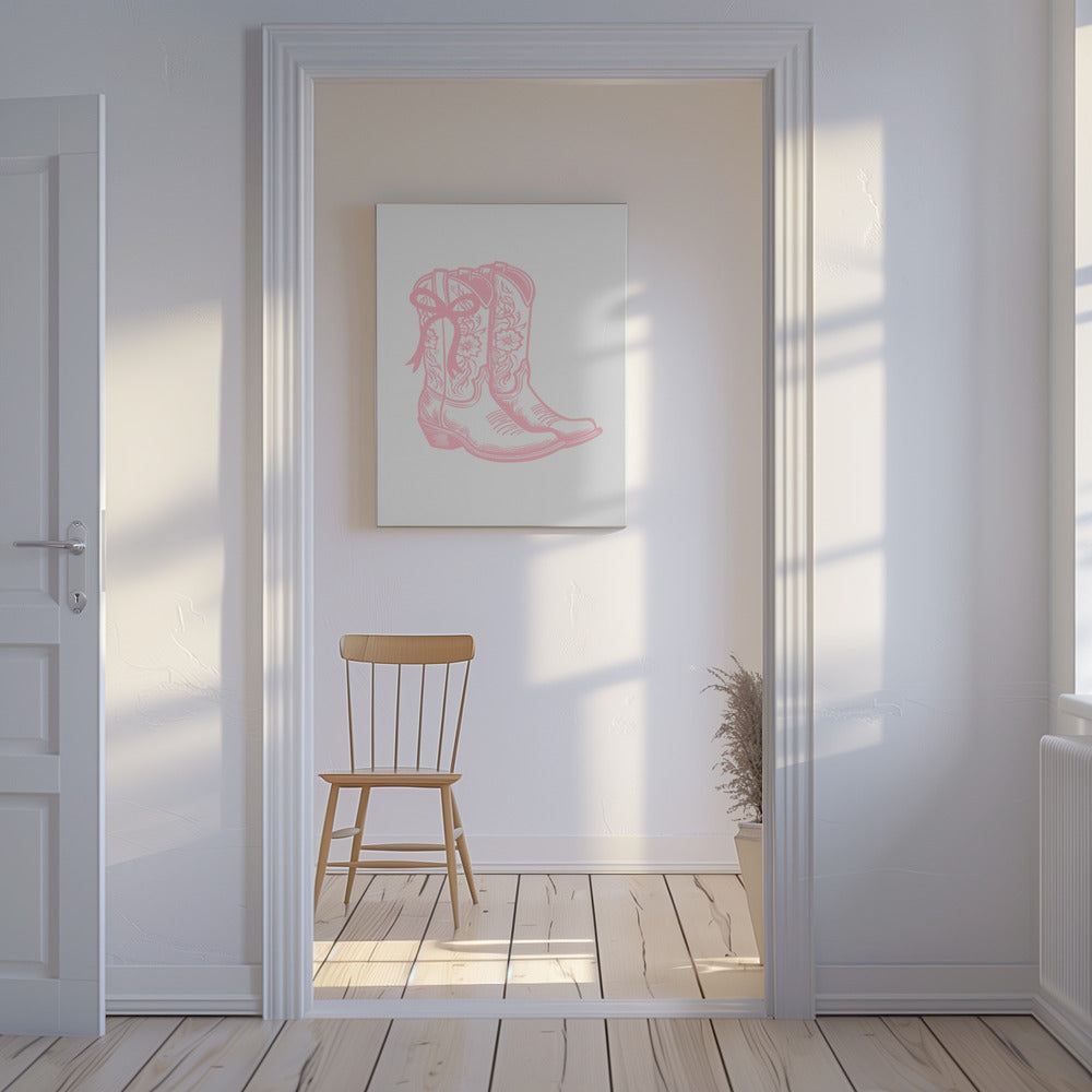 Pink Cowgirl Boots with Bow | Canvas