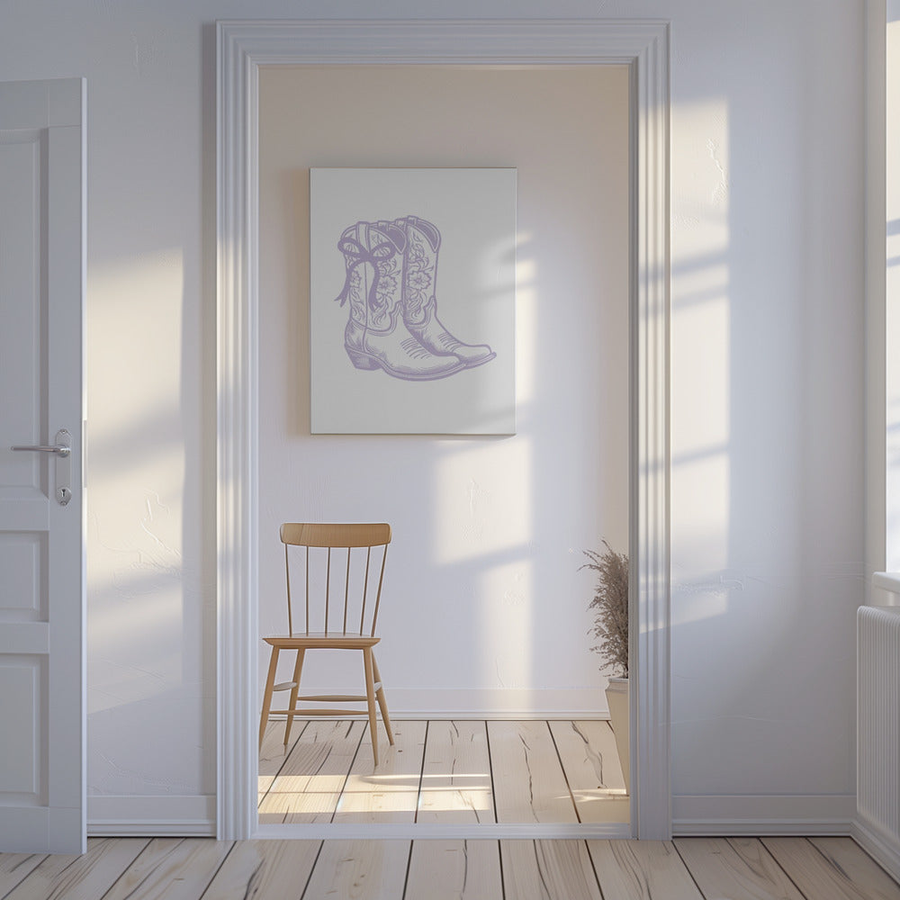 Lila Cowgirlstiefel mit Schleife | Leinwand-Bilder