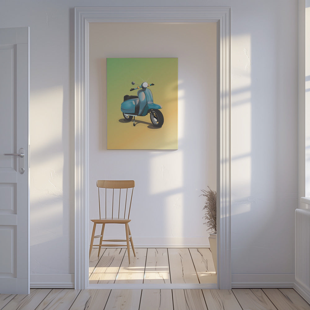 Vintage Blauer Roller | Leinwand