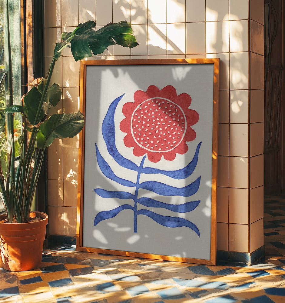 Rote Blume / Linoldruck | Poster - Kunstdruck