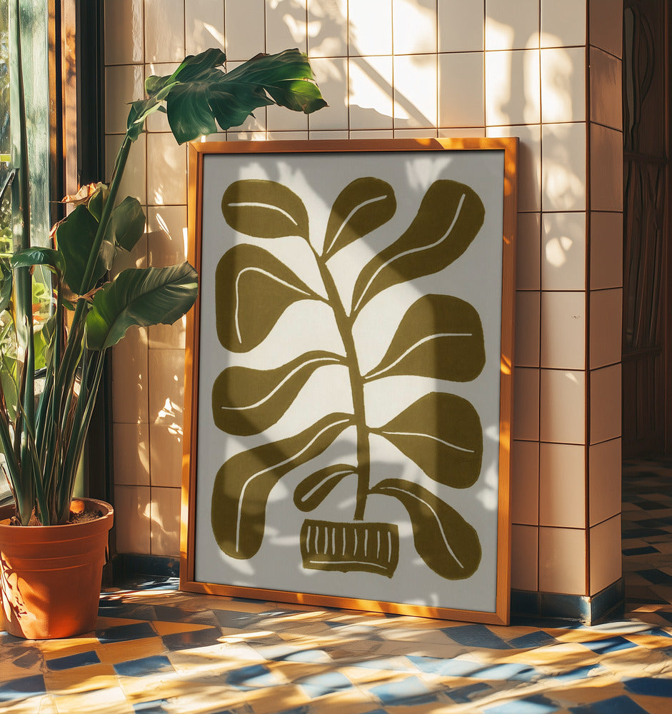 Linolschnitt Zimmerpflanze Nr. 2 | Poster - Kunstdruck