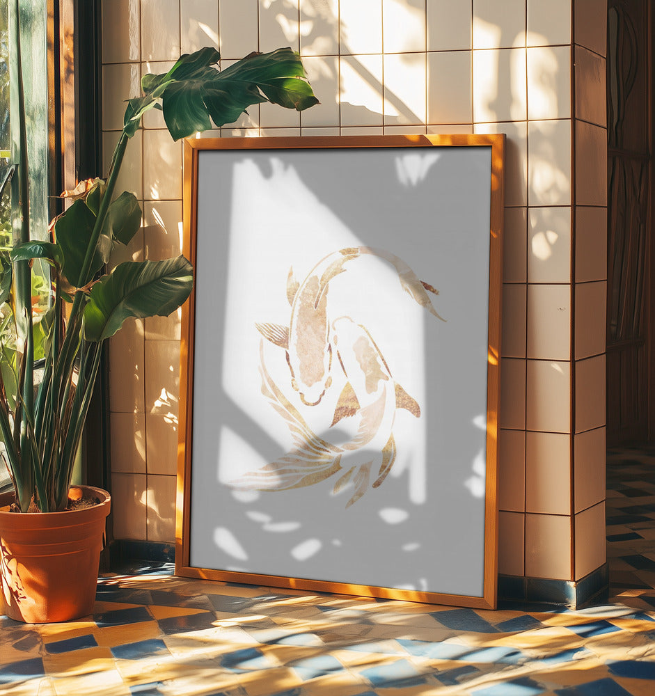 Gold White Japan Koi Fish | Poster