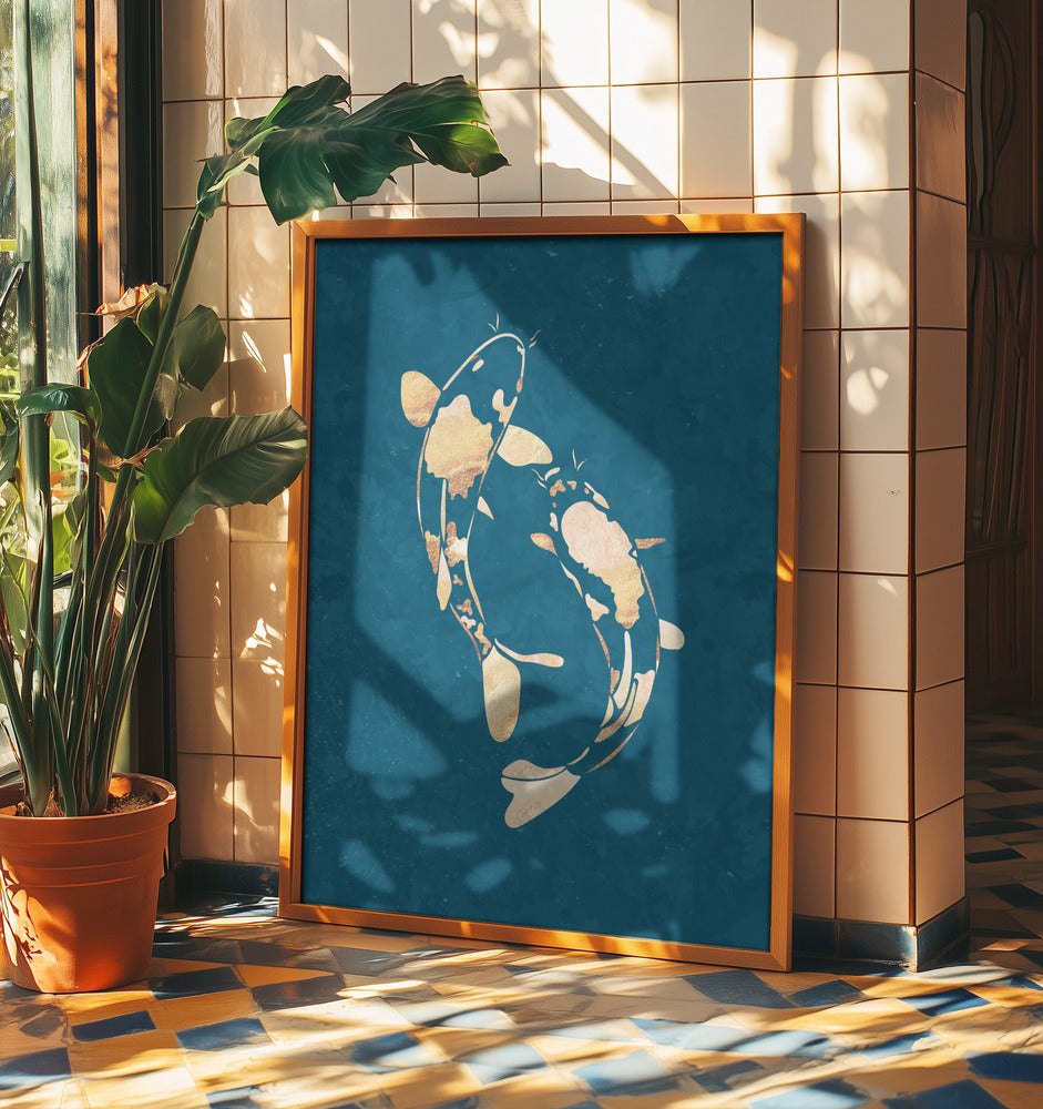Gold Green Koi Fish | Poster