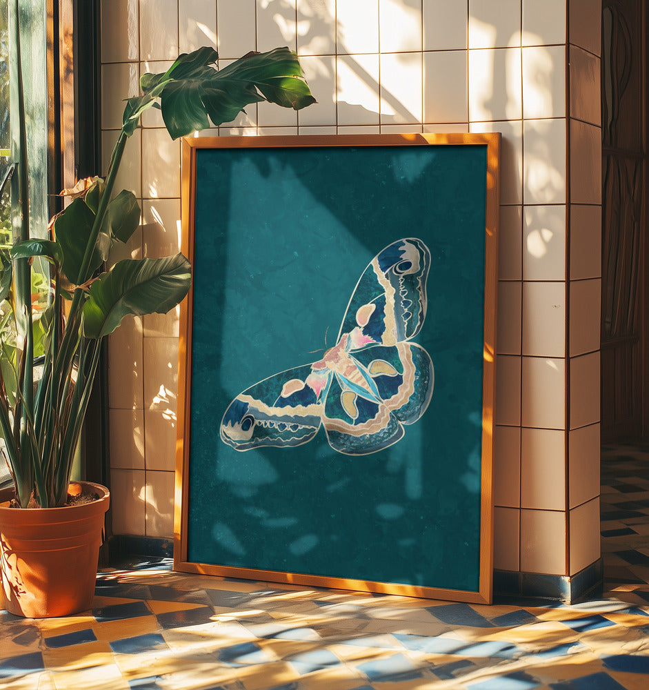 Turquoise Gold Moth Butterfly | Poster