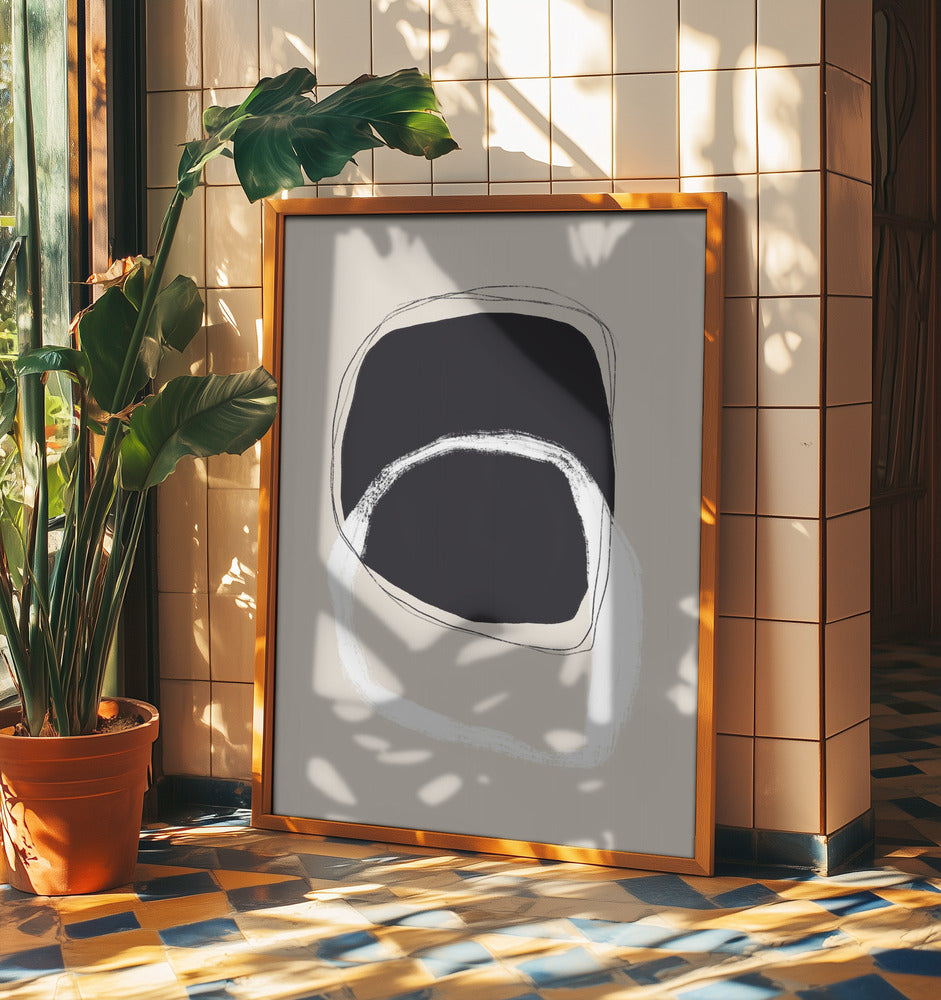 Schwarz-weiße Formen mit fließenden Linien | Poster