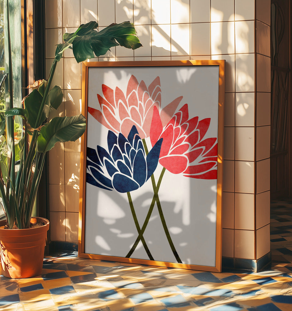 Drei tanzende Blüten | Poster - Kunstdruck