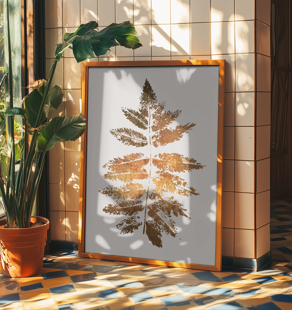 Eichenblattdruck Gold | Poster