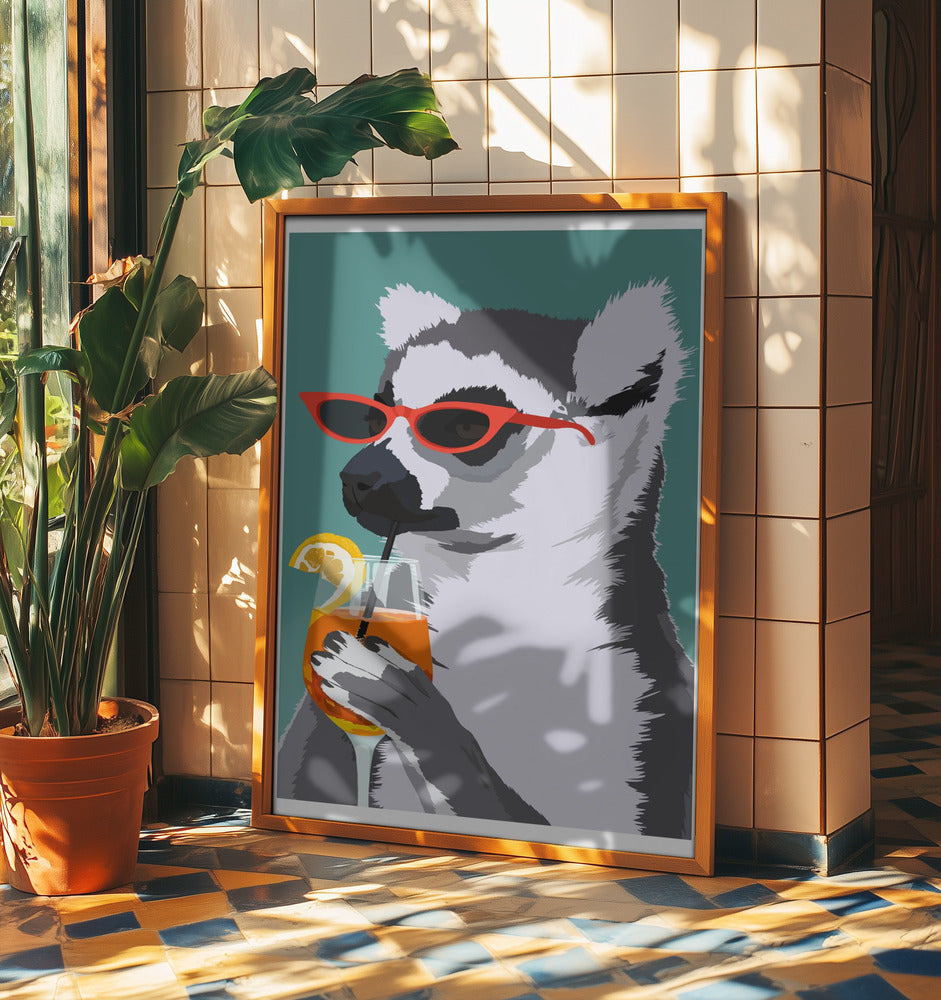 Jugdy Lemur with Drink | Poster