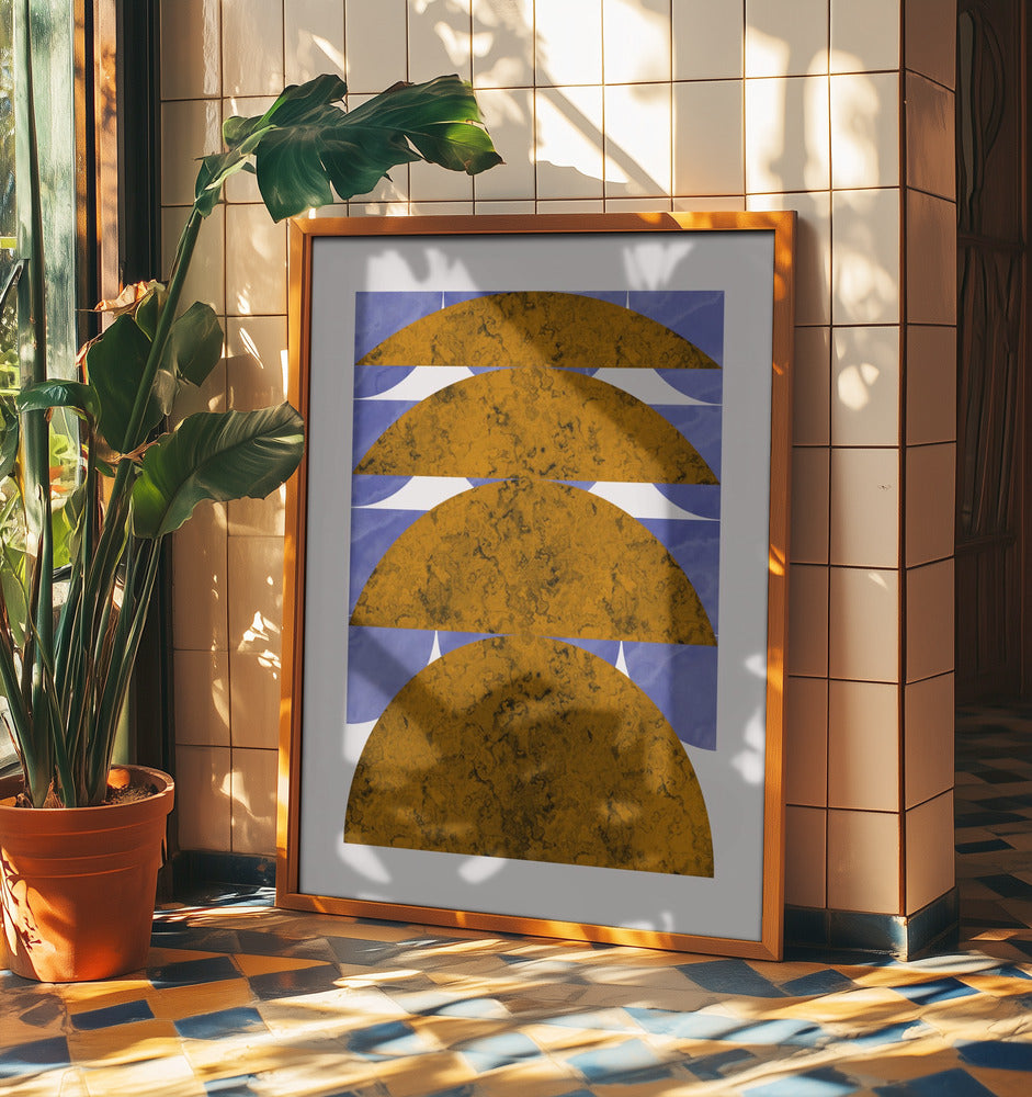 Design med gyllene marmorkulor | Poster