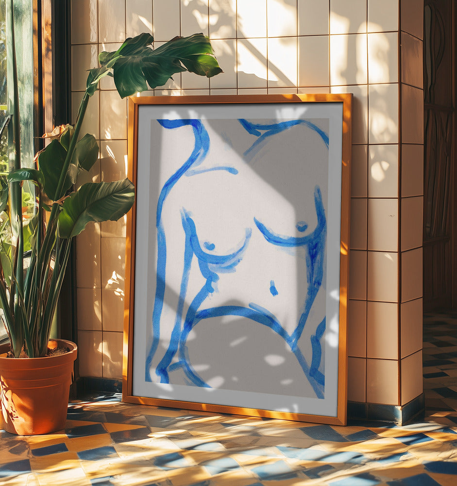Blaue Kontur Akt | Poster