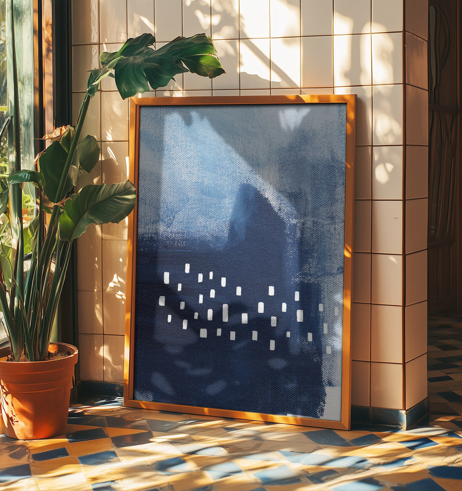 Blå nyanser och vita rektangulära element | Poster