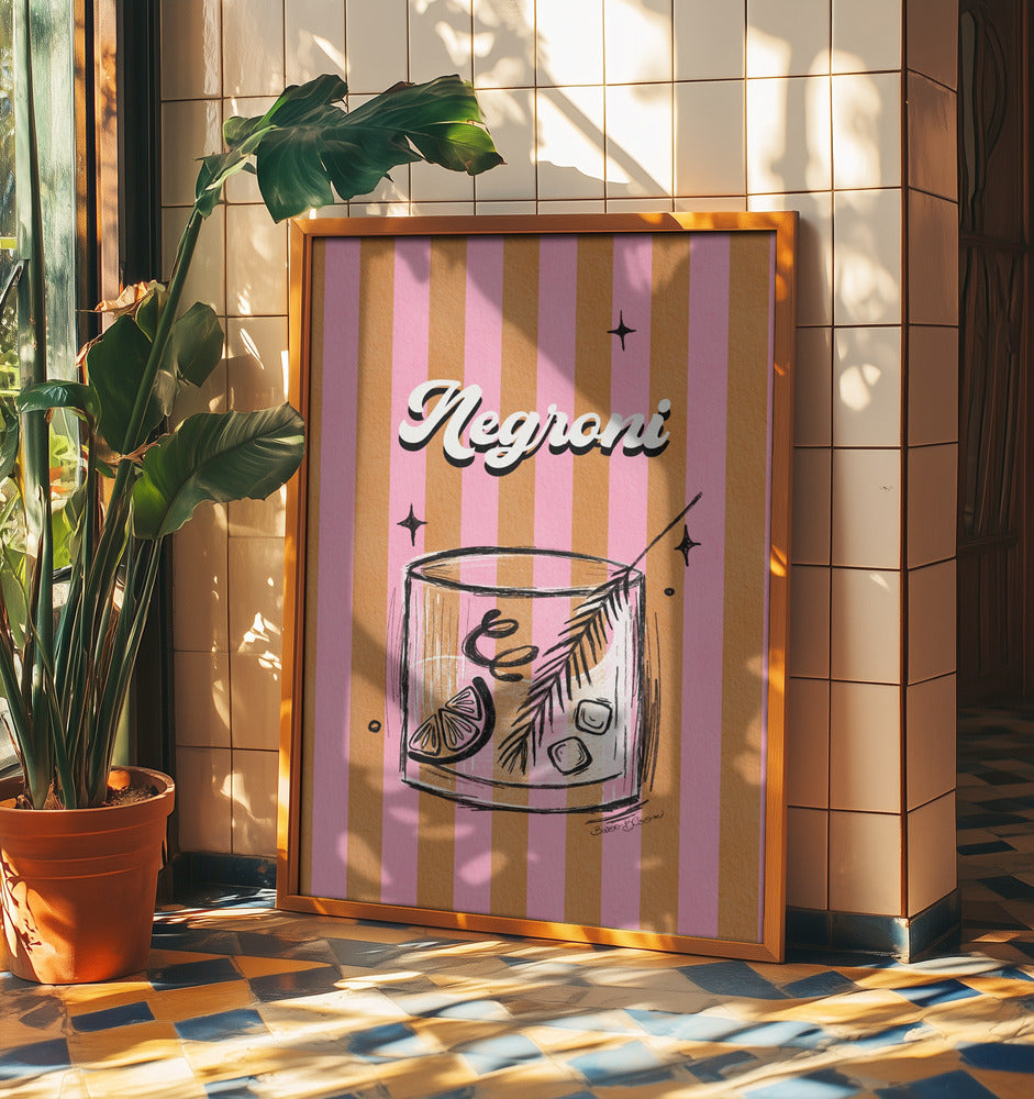 Negroni Drink auf Streifen | Poster