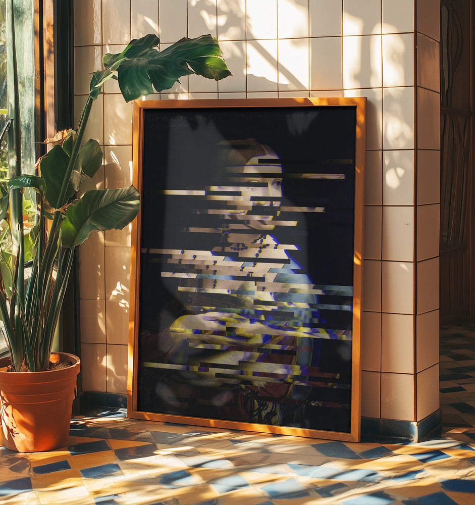 Glitched Leonardo da Vincis Dame mit dem Hermelin | Poster