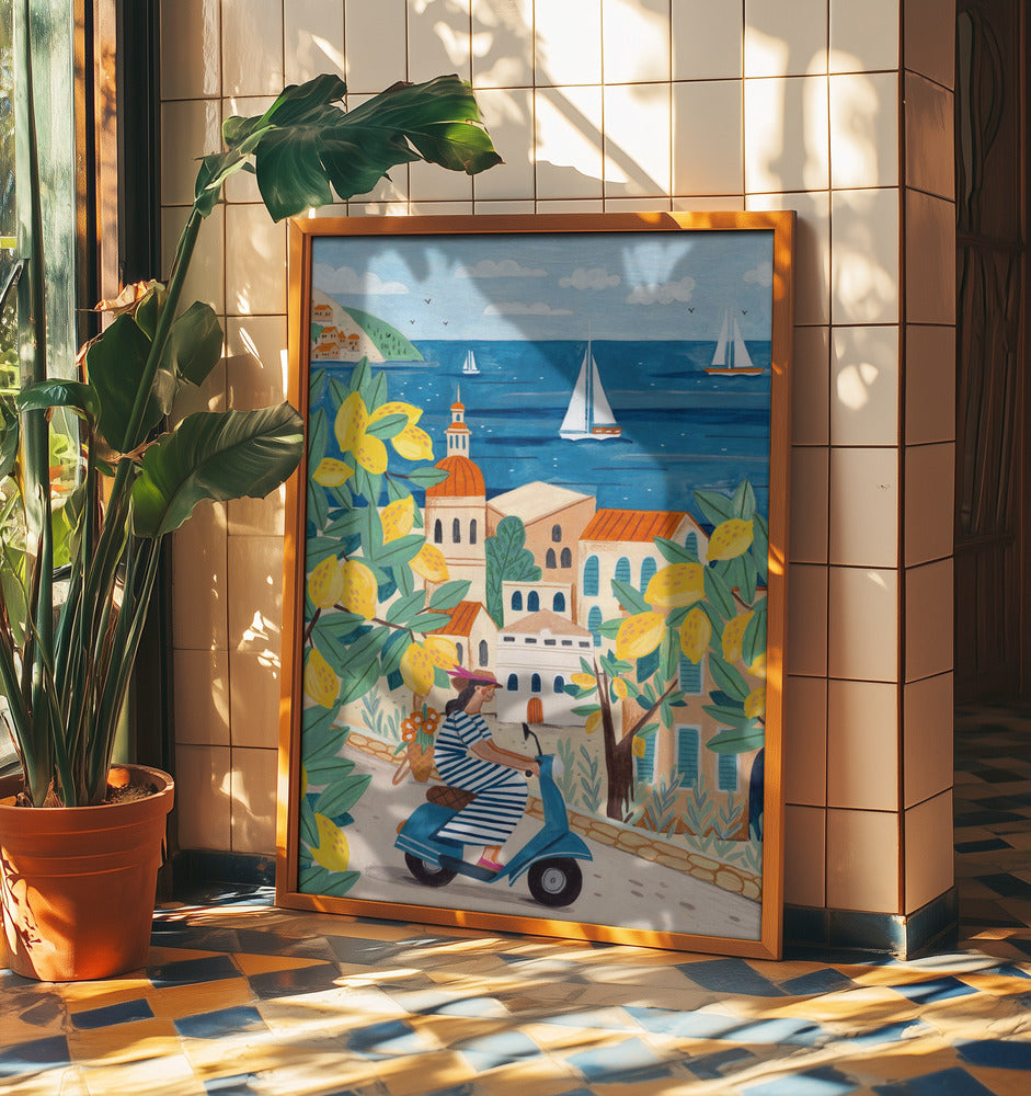 Travel poster woman on the Amalfi coast, Italy | Poster