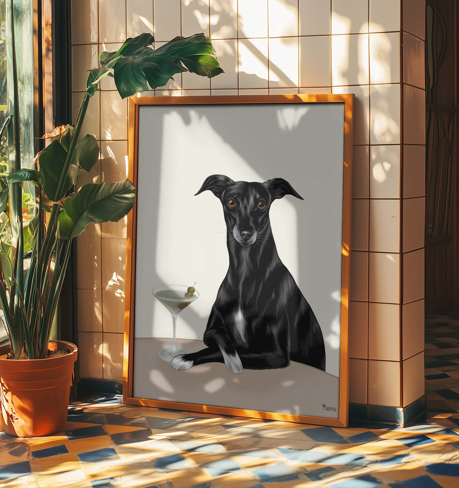 Classy Greyhound with Martini | Poster