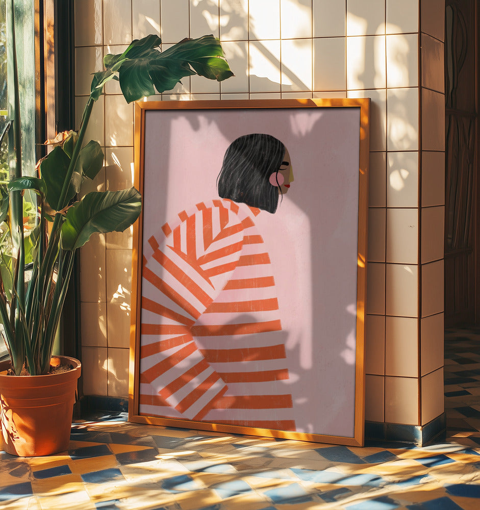 Die Frau mit den orangefarbenen Streifen | Poster