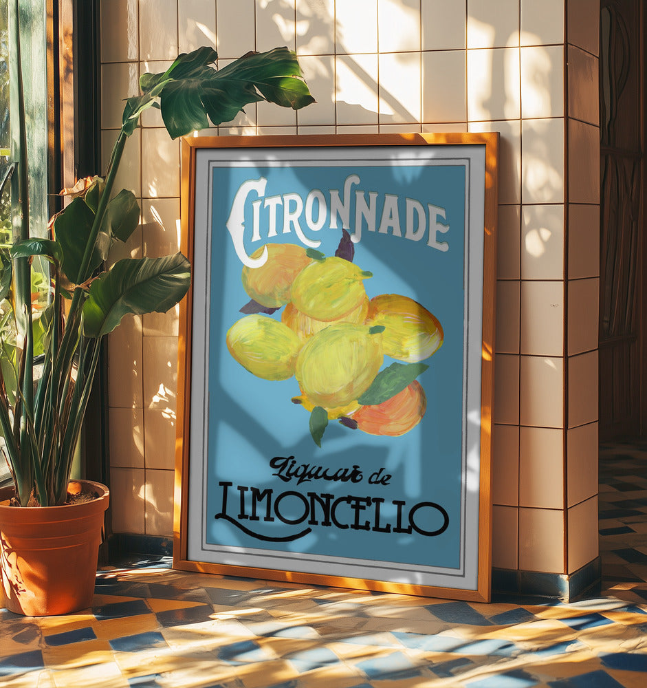 Citronnade Limoncello auf Blau und Schwarz | Poster