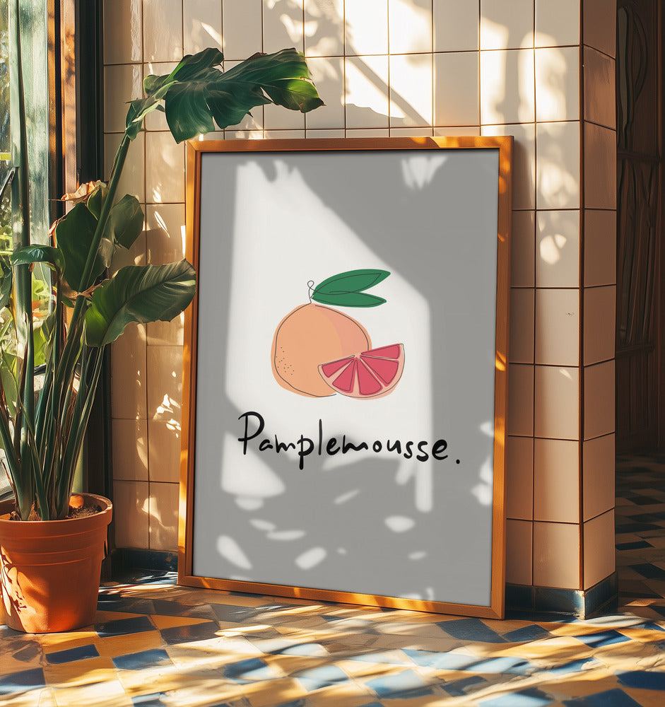 Moderne französische Obstkollektion "Grapefruit / Pamplemousse" | Poster