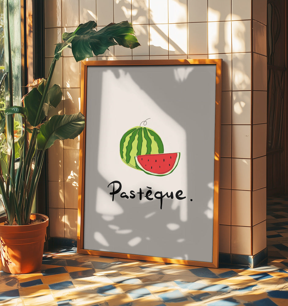 Moderne französische Obstkollektion "Wassermelone / Pastèque" | Poster