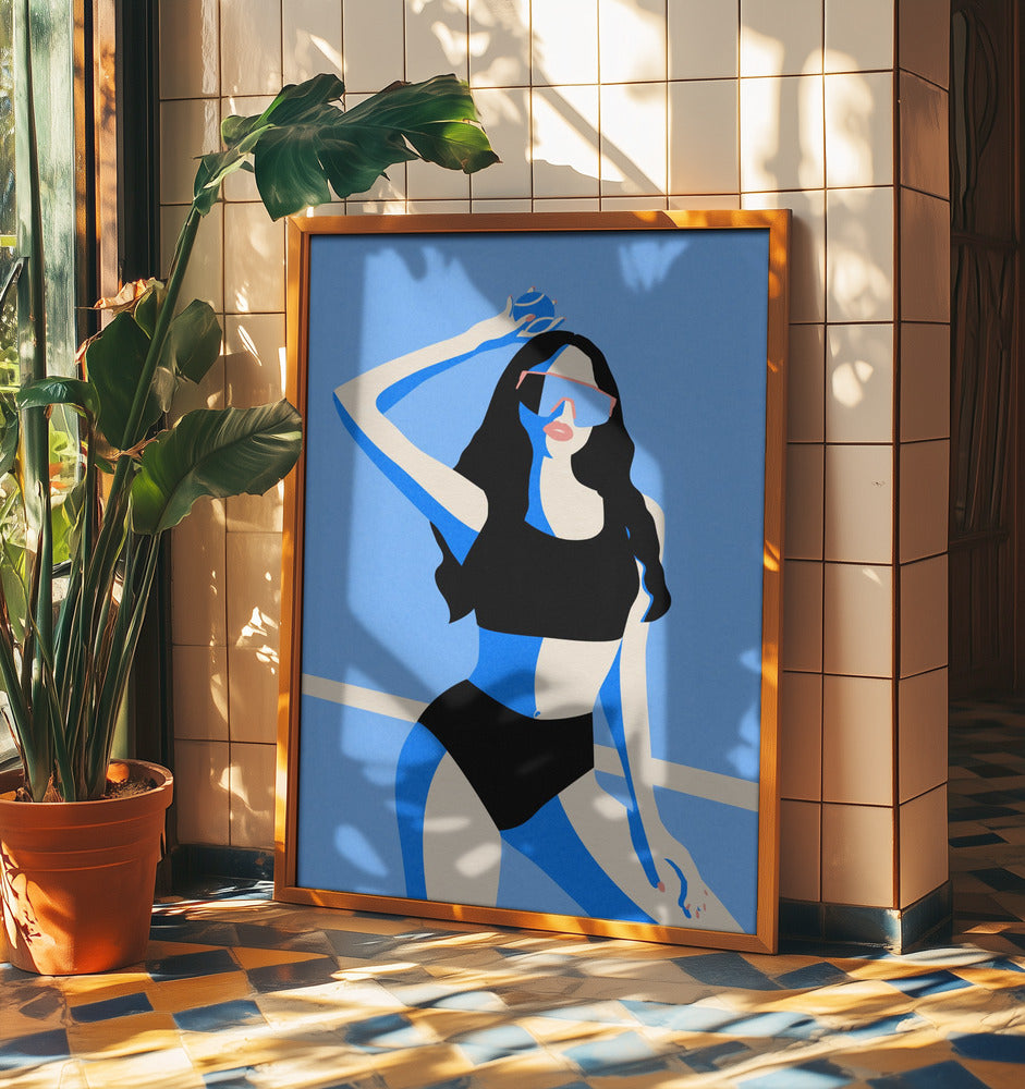 Blaues Sportmädchen | Poster