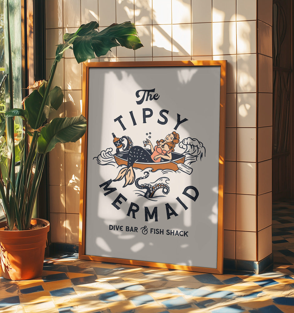 Tipsy Mermaid Dive Bar Mermaid Art | Poster