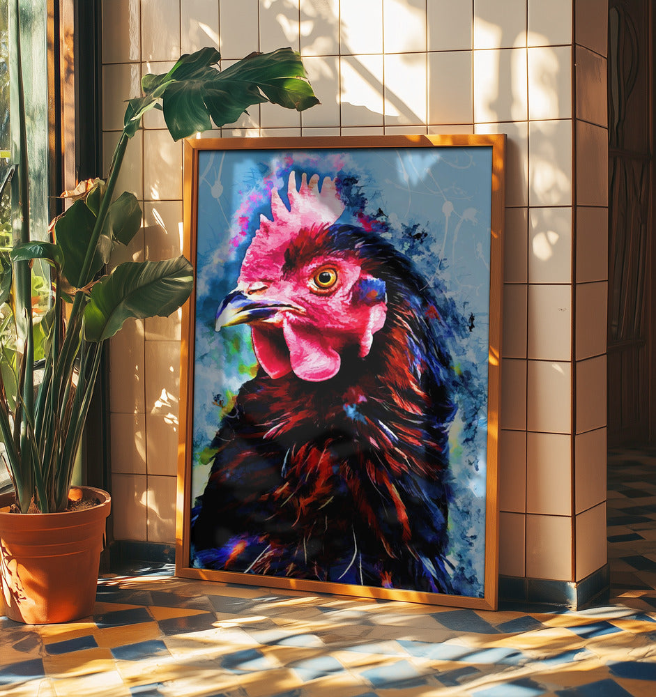 Tier Hahn Aquarell Tierkunst | Poster